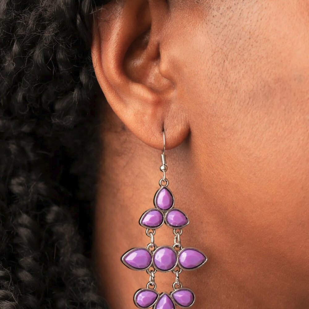 Paparazzi Jewelry Accessories - Bay Breezin - Purple Earrings - Vintage
